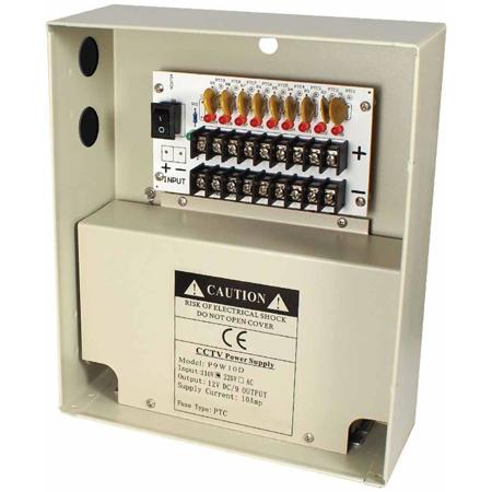 Speco Technologies 9 Channel 12VDC CCTV Camera Power Supply with 10A Output
