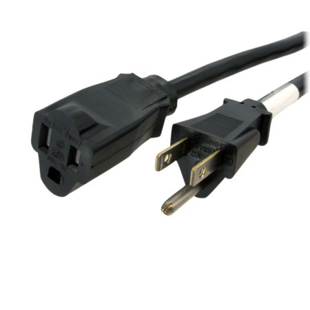 StarTech 10' Power Cord Extension with NEMA 5-15 Power Receptacle and Plug, 14 AWG