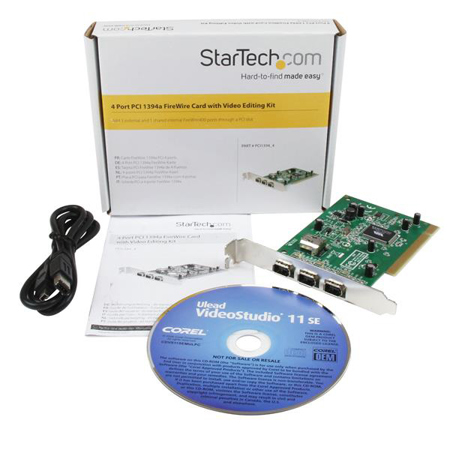 StarTech 4 Port PCI 1394a FireWire Adapter Card with Digital Video Editing Kit