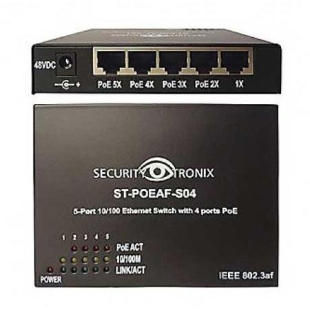 Securitytronix 5-Port 10/100 Ethernet PoE Switch