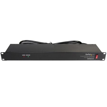 StarTech 1U 125V 15A Power Distribution Unit with 8 Outlets and Surge Protection