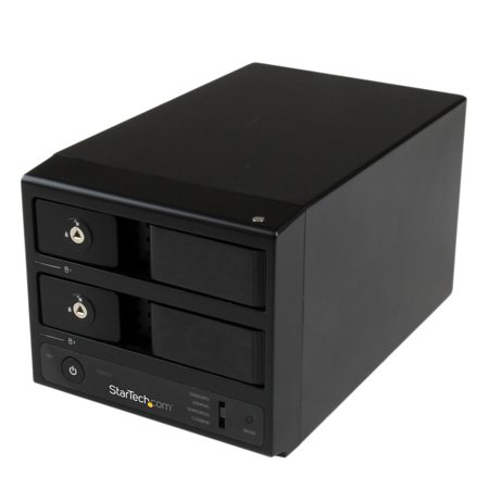 StarTech USB 3.0/eSATA Dual-Bay Trayless 3.5" SATA III Hard Drive Enclosure with UASP, RAID 0/1/JBOD Support, 6Gbps Maximum Data Transfer Rate