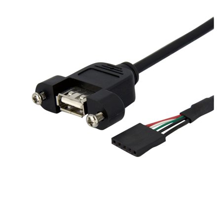 StarTech 1' Panel Mount Cable with 4 Pin USB A Female to 5 Pin IDC Motherboard Header Female Connector