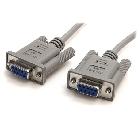 StarTech 10' Serial Null Modem Cable with 9 Pin D-Sub DB9 Female Connectors, Gray