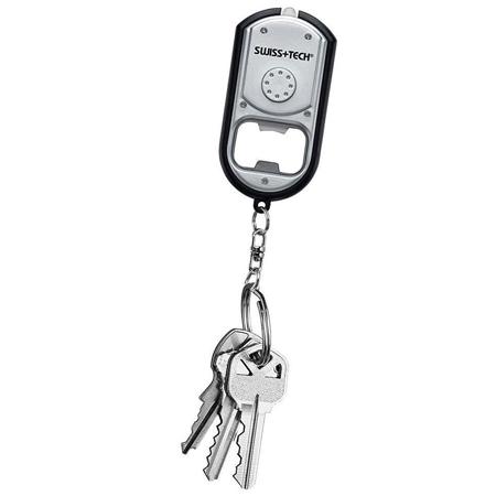 Swiss+Tech MLUCSBK-OP Key Chain LED Flashlight with Bottle Opener, Silver/Black