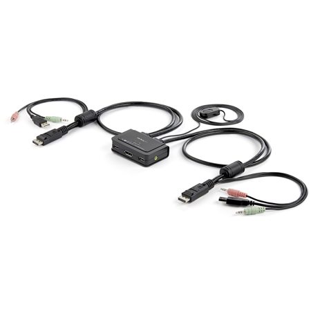 StarTech 2 Port USB DisplayPort Cable KVM Switch with Audio and Remote Switch, USB Powered