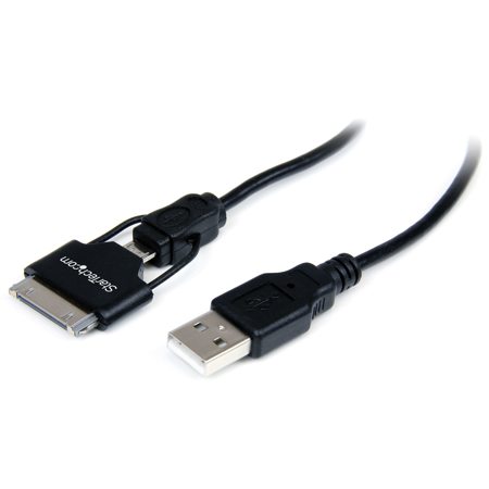 StarTech 0.65m (2.13') Short Apple 30-pin Dock Connector or Micro USB to USB Combo Cable for iPhone/iPod/iPad