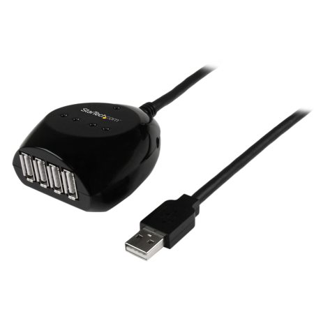 49.21' USB 2.0 Active Cable with 4 Port Hub, 480 Mbps Transfer Rate