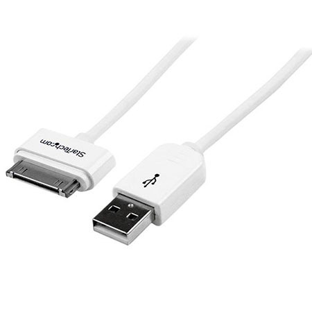 StarTech 1m (3.28') Apple 30-pin Dock to USB Cable with Stepped Connector, White