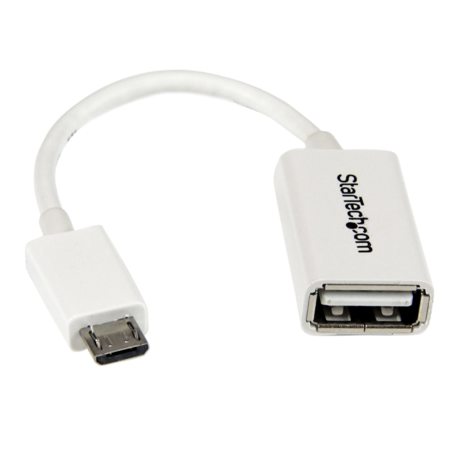 StarTech 5" 5 Pin USB Micro-B Male to 4 Pin USB A Female OTG Host Adapter, 28 AWG, White