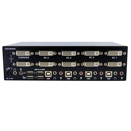 StarTech 4 Port Dual DVI USB KVM Switch with Audio & USB 2.0 Hub