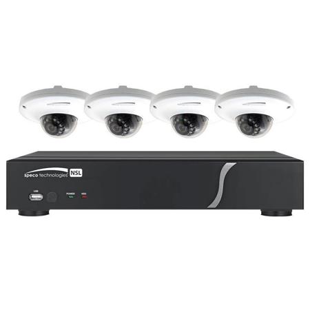 Speco Technologies ZIPL4D1 NVR and IP Kit, 4 Ch NVR & 4x IR Dome Cameras