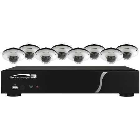 Speco Technologies ZIPL88D2 NVR and IP Kit, 8 Ch NVR & 8x IR Gray Dome Cameras