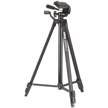 Sunpak 5200DLX 54" Lightweight Tripod 3-way Panhead, Smartphone & GoPro Adapters