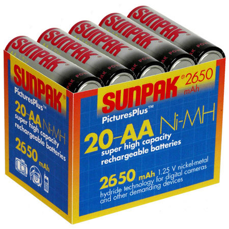 Sunpak ACCM107801 Set Of Twenty AA 2650mAh Batteries