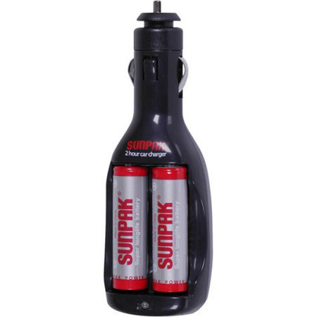 Sunpak 2 AA Ni-MH Batteries 2650mAh, 2 Hour Car Charger