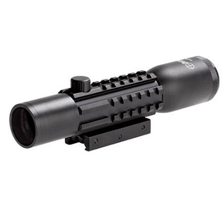 Sun Optics 4x28 Tri-Rail Tactical Riflescope,Illum Mil-Dot Ret, Integrated Mount