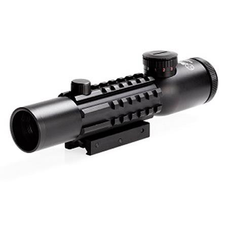 Sun Optics 4x28 Tri-Rail Tactical Riflescope, Red/Green/Blue Illum Mil-Dot Ret