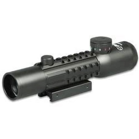 Sun Optics 4x28 Tri-Rail Tactical Riflescope, Illum Mil-Dot Ret, Integrated Mt