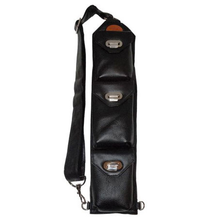 Sucaro Pebble Black Leather Strap with Drop Lock Flaps