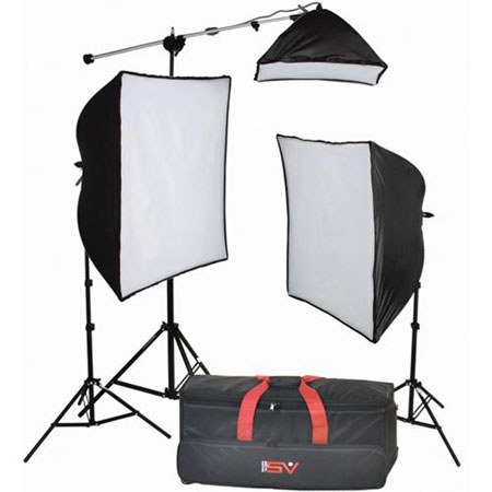 Smith-Victor KSB-1250F 3-Light 700 watt Fluorescent SoftBox Light Kit with Mini-Boom