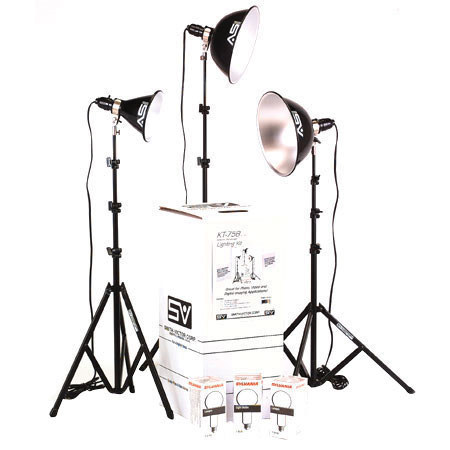 Smith-Victor KT750 3-Light 750-Watt Thrifty Photoflood Kit. #401487