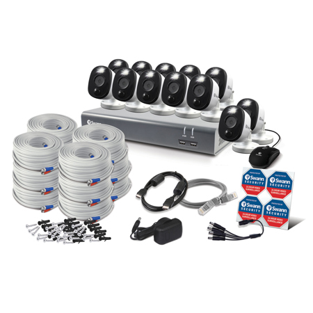 Swann DVR 4580 16-Channel Full HD 1TB DVR Security System with 12 Warning Light Cameras