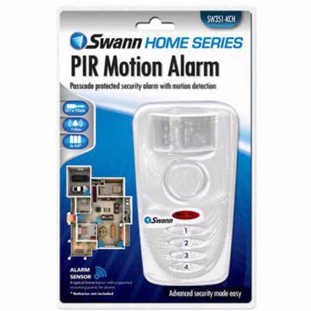 Swann Passcode Protected PIR Motion Alarm with 23' Detection Distance