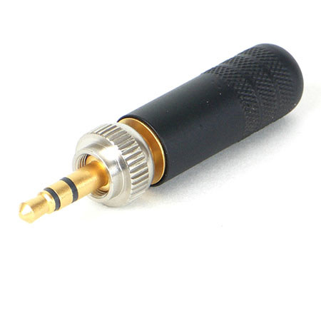 Switchcraft 3.5mm Locking Gold Plug with Black Handle & 0.175" Cable Opening