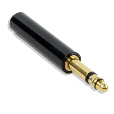 Switchcraft 1/4" Longframe Cable Mount Brass Plug, Screw Terminals, Black