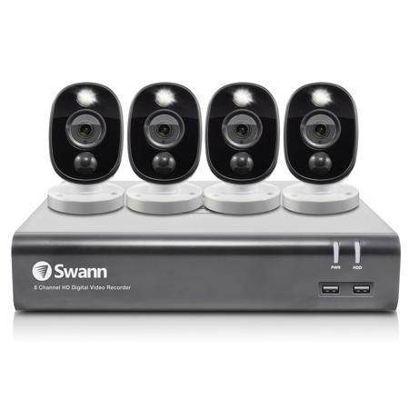 Swann DVR 4580 8-Channel Full HD 1TB DVR Security System with 4 Warning Light Cameras