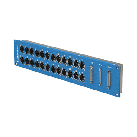 Switchcraft 2RU Rack Mounted Front Access I/O Panel with 24 Male XLR's to 3 DB25 Connectors