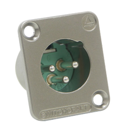 Switchcraft 3-Pin XLR Male Panel Mount Connector, Silver Pins / Nickel Finish