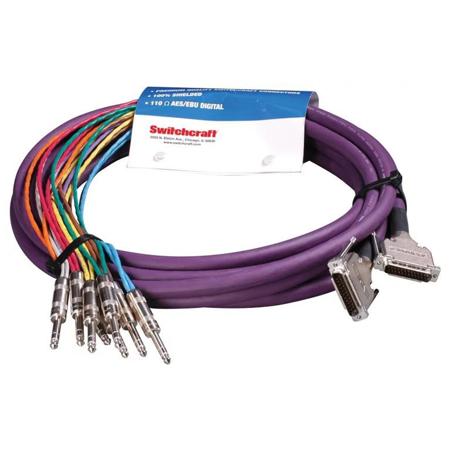 Switchcraft 10' 2xDB25 Male to 8 1/4" TRS Plug Insert Snake Cable for Patch Bays, Tascam DTRS/Digidesign Pinout