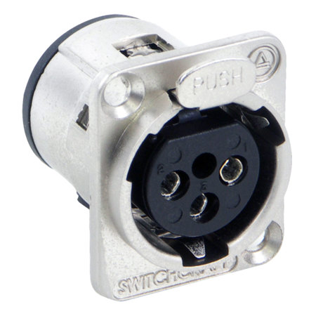Switchcraft 3 Pin XLR Female Connector, Solder Contacts, Silver Pins, Nickel