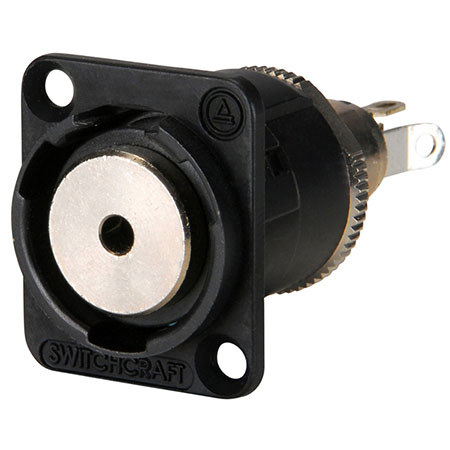 Switchcraft 3.5mm TS to 1/8" Stereo Solder Contact Jack with 4-40 Screws, Black