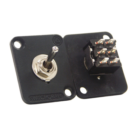 Switchcraft EH Series Toggle Switch, Locking, DPDT, Black Flange