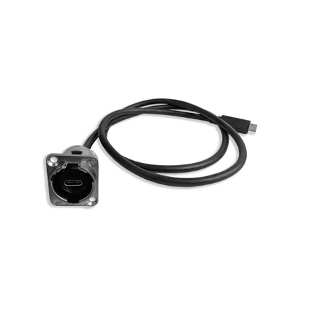 Switchcraft EH Series USB-C to USB-C Chassis Mount Connector w/3' Cable, Black