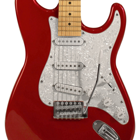 Sawtooth ES Electric Guitar, Candy Apple Red with Pearl White Pickguard