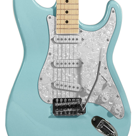 Sawtooth ES Electric Guitar, Maple Fingerboard, Daphne Blue with White Pickguard