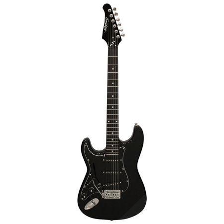 Sawtooth ES Left-Handed Electric Guitar, Black with Black Pickguard