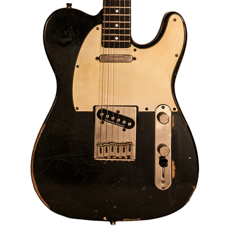 Sawtooth ET Relic Electric Guitar with Gig Bag, Black with Aged White Pickguard