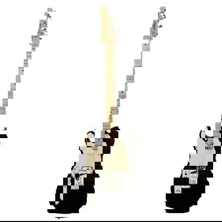 Sawtooth ET Series Left-Handed Electric Guitar, Black with Aged White Pickguard