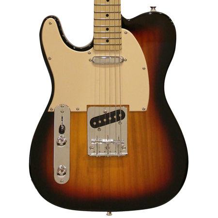Sawtooth ET Series Left-Handed Electric Guitar, Sunburst w/Aged White Pickguard
