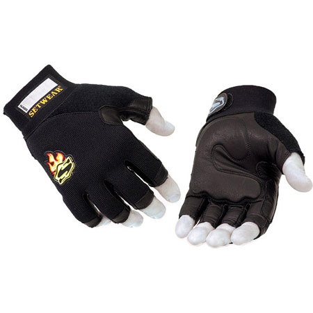 Setwear Genuine Leather Fingerless Gloves, Size 11 Black/Black