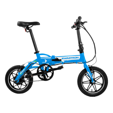 Swagtron EB5 Pro Plus Folding City & Campus eBike, 15.5mph Speed, Blue