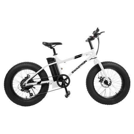 Swagtron EB-6 Youth Fat E-Bike, 18.6mph Speed, White