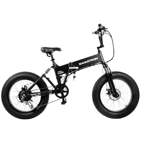 Swagtron EB8 Foldable Fat Tire All-Terrain eBike, 18.6mph Speed, Black