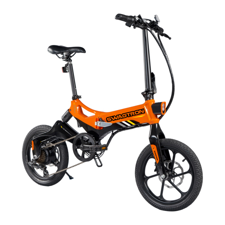 Swagtron EB7 Plus eBike with Quick-Shift Shimano 7-Speed, 18.6mph Speed, Orange