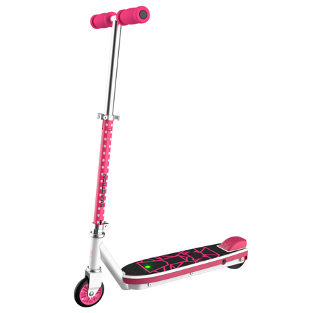 Swagtron Swagger SK1 Children's Kick-Start Electric Scooter, 6.2mph Speed, Pink